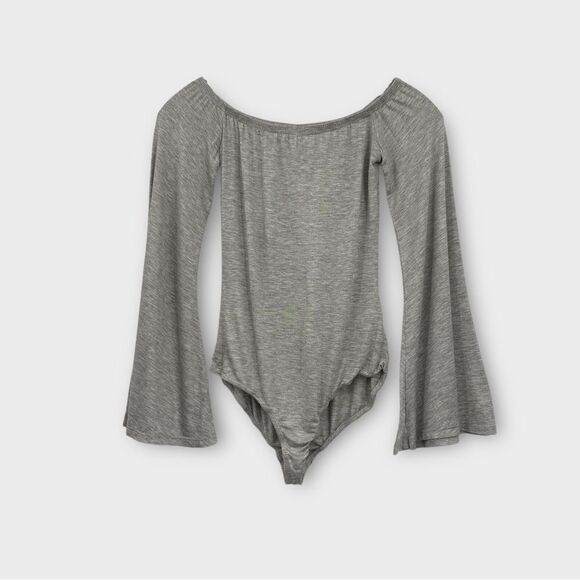 Free People NYTT Flare Sleeve Bodysuit in Light Gray Women’s Size S NWT - Picture 1 of 7